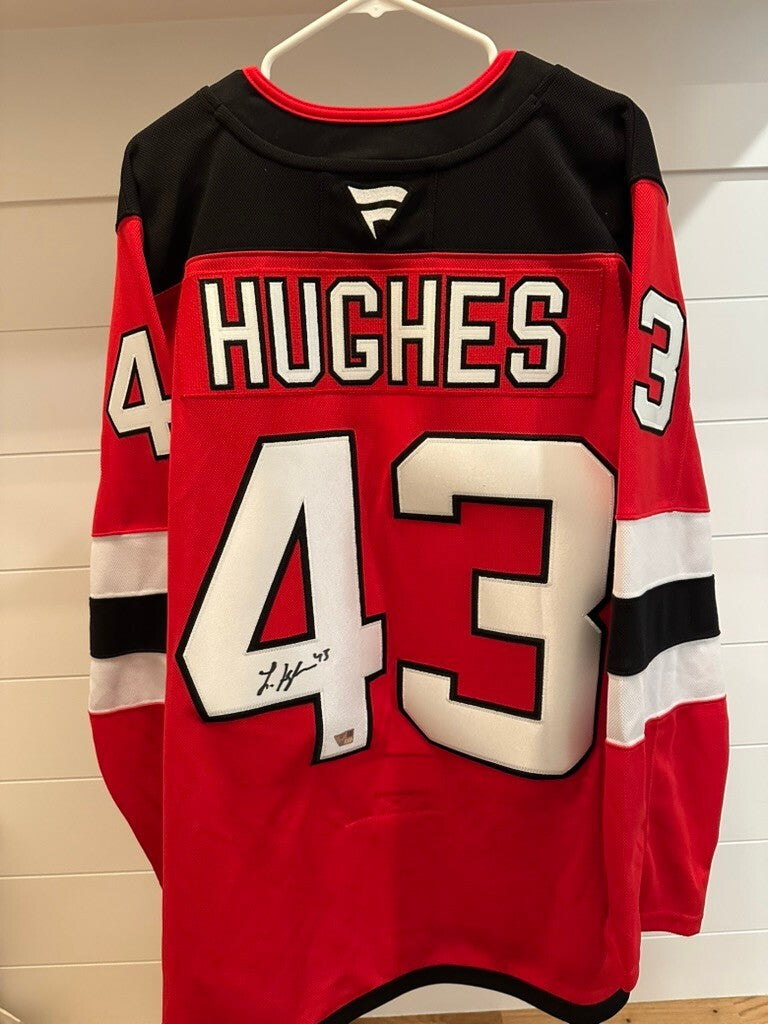 Luke Hughes Signed New Jersey Devils Fanatics Premium Jersey Fanatics Authentic