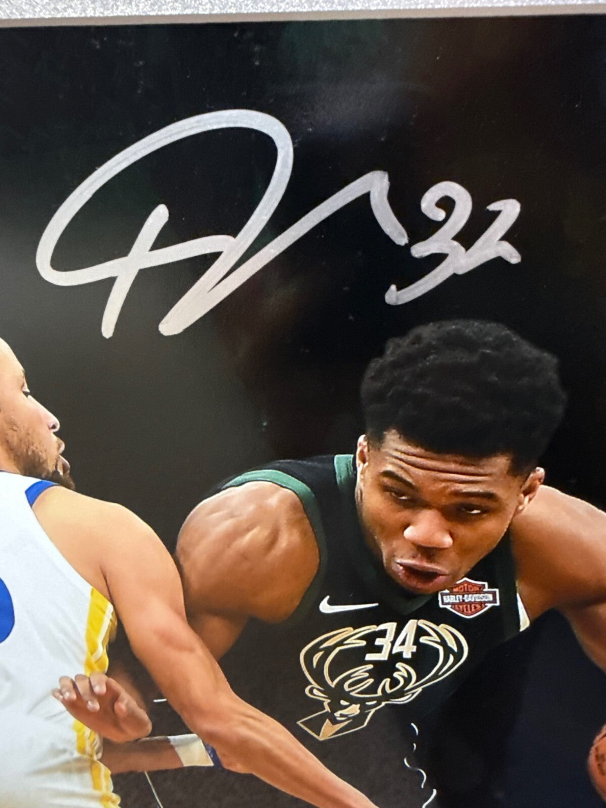 Stephen Curry Giannis Antetokounmpo Dual Signed 16x20 Framed Photo JSA USA SM