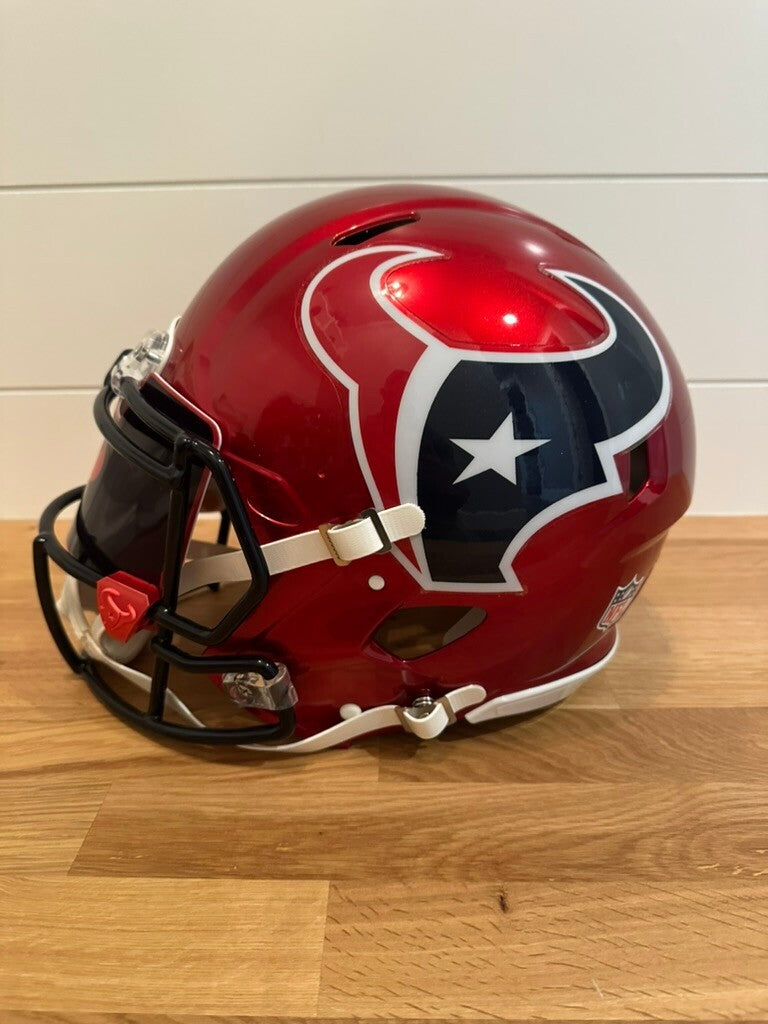 Nico Collins Signed Texans Red Full Size Authentic Speed Helmet Beckett Visor
