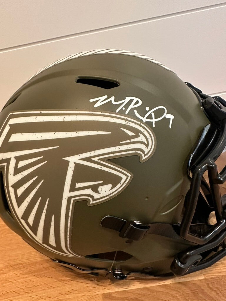 Michael Penix Jr Signed Falcons Salute to Service Authentic Full Size Helmet BAS