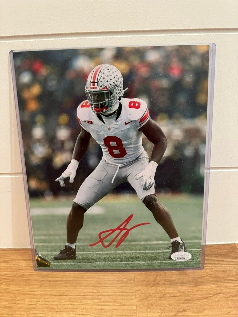 Arvell Reese Signed Ohio State Buckeyes 11x14 Photo JSA Signature Debut