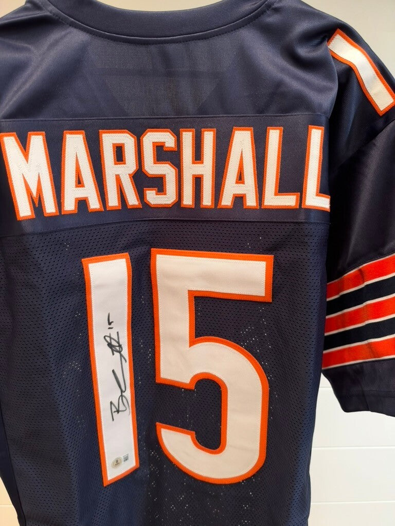 Brandon Marshall Signed Chicago Bears Custom Jersey XL Navy #15 Beckett BAS