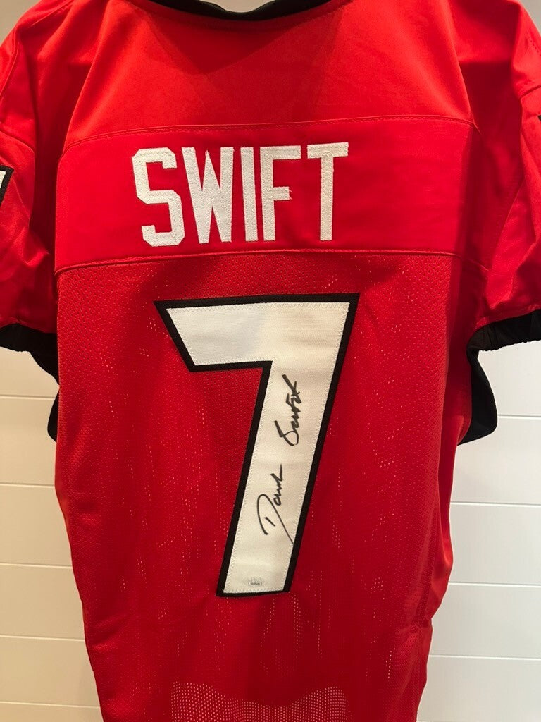 Signed D'Andre Swift #7 Red Football Jersey with JSA Authentication