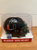 Jeremy Shockey Signed Miami Hurricanes Black Speed Mini Helmet Leaf COA Visor