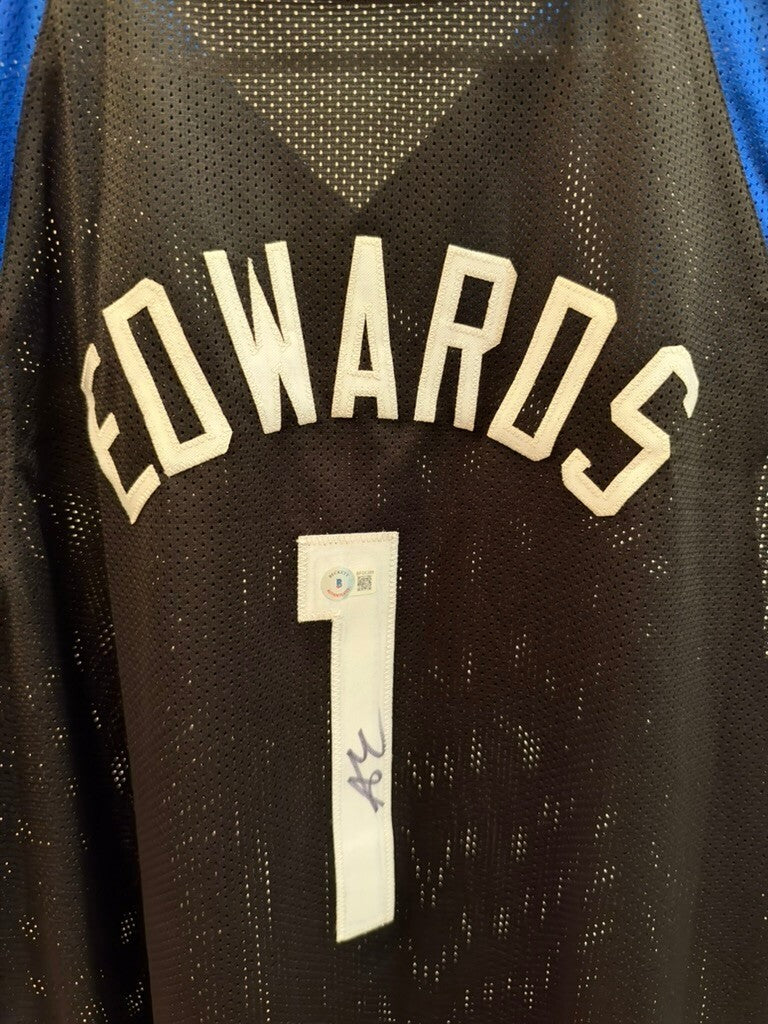 Anthony Edwards Signed Minnesota Timberwolves #1 Custom Jersey Beckett BAS