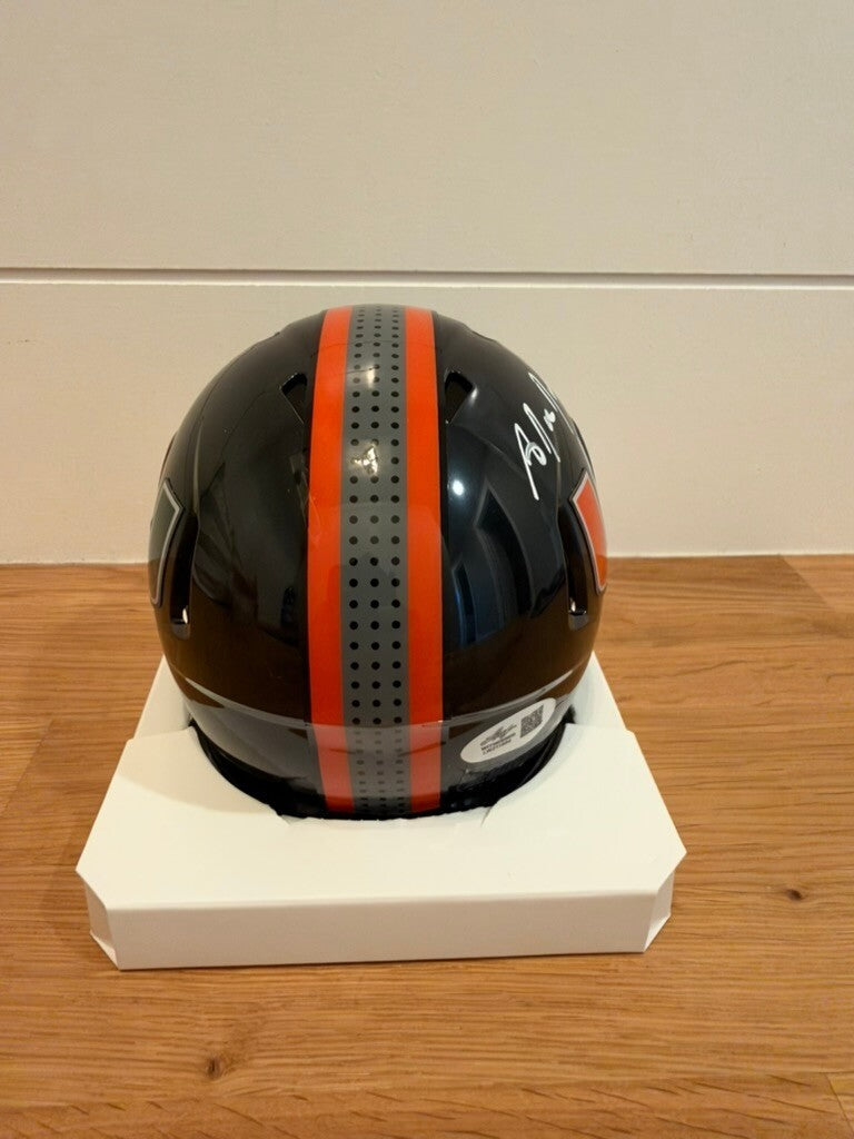 Antrel Rolle Signed Miami Hurricanes Black Speed Mini Helmet Leaf COA Visor