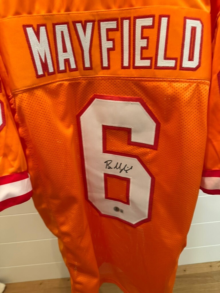 Baker Mayfield Signed Tampa Bay Buccaneers Orange Throwback Jersey – Beckett