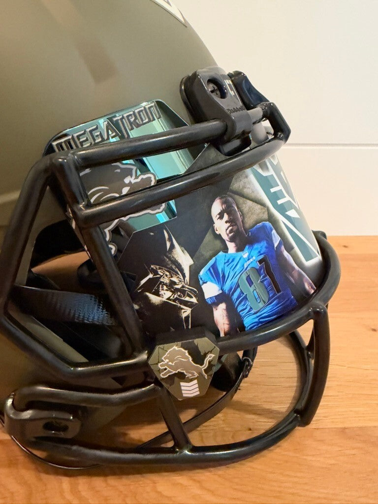 Calvin Johnson Signed Lions STS Authentic Speed Helmet Beckett Visor