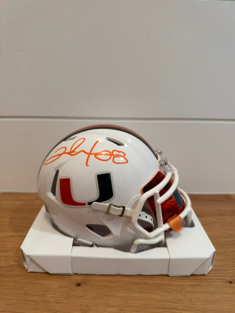 Clinton Portis Signed Miami Hurricanes Speed Mini Helmet Beckett Custom Visor