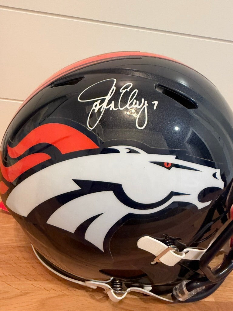 John Elway Signed Broncos Authentic Full Size Speed Helmet Beckett Custom Visor