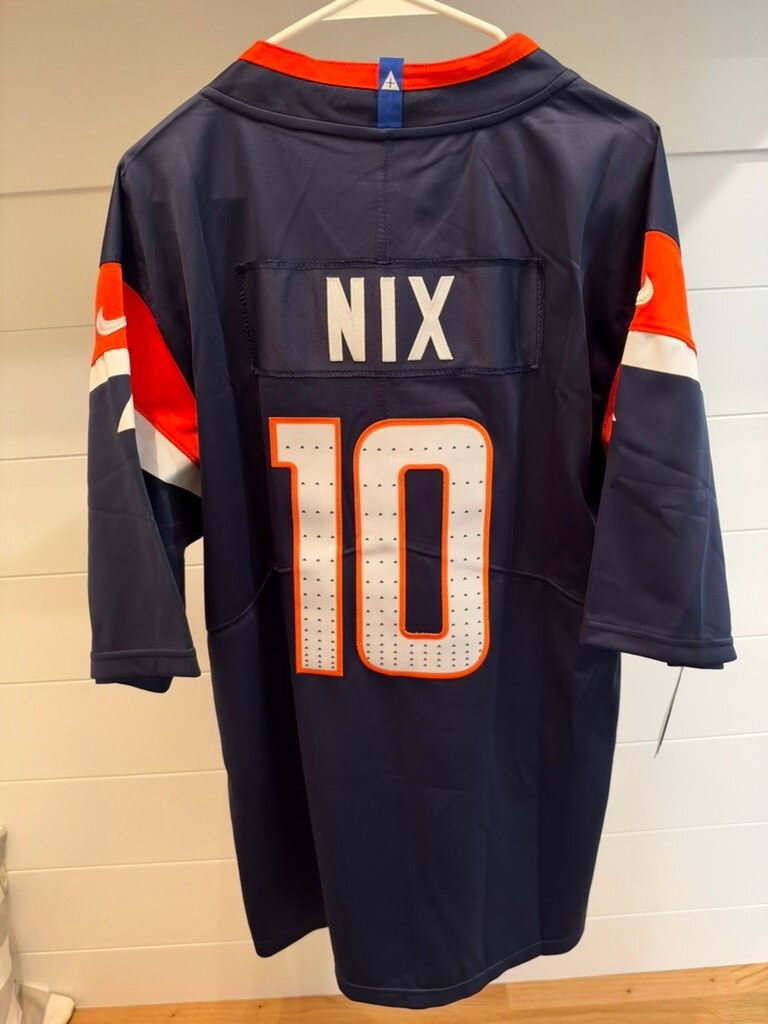 Bo Nix Denver Broncos #10 Navy Jersey Men’s Large NWT