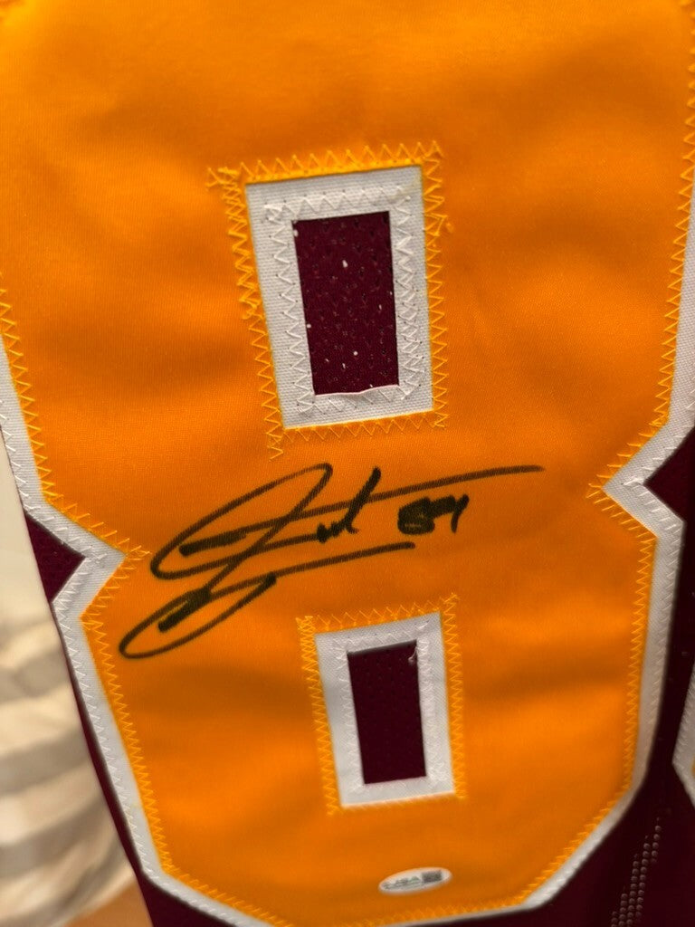 Santana Moss Signed Washington #89 Burgundy Gold Custom Jersey JSA Certified