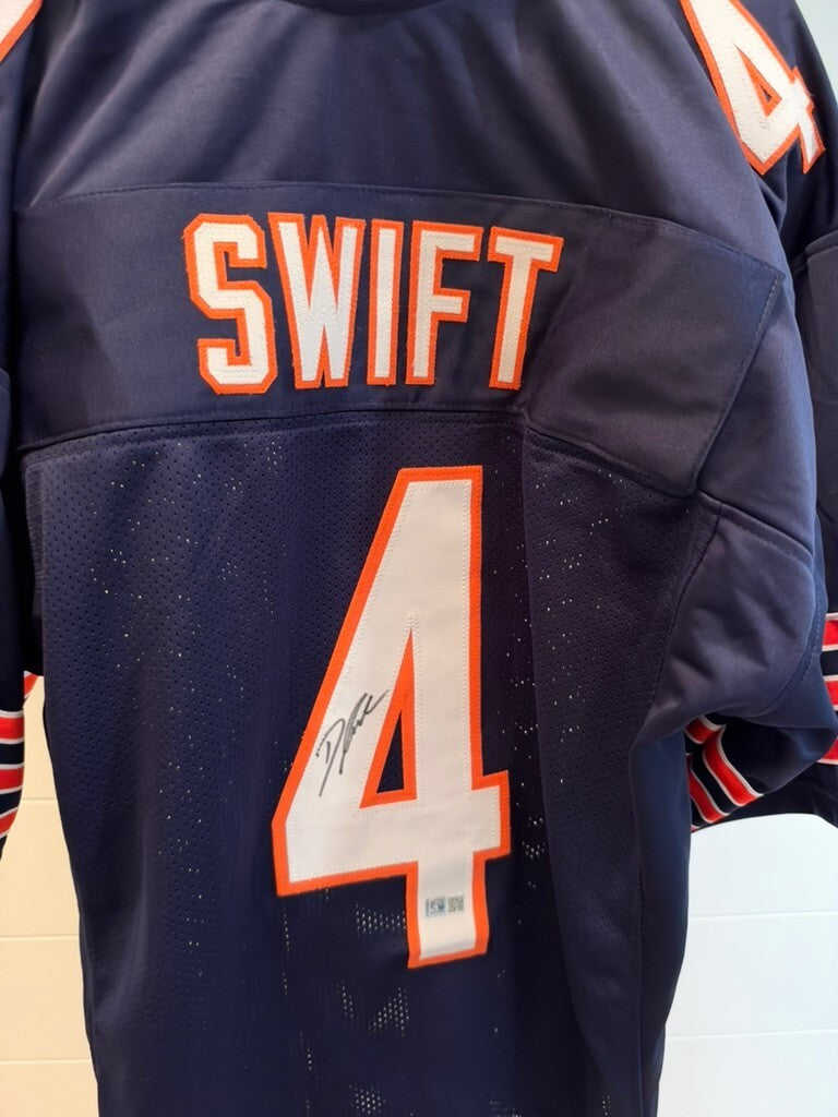 D'Andre Swift Signed Chicago Bears Navy Custom Jersey #4 GT Authentication