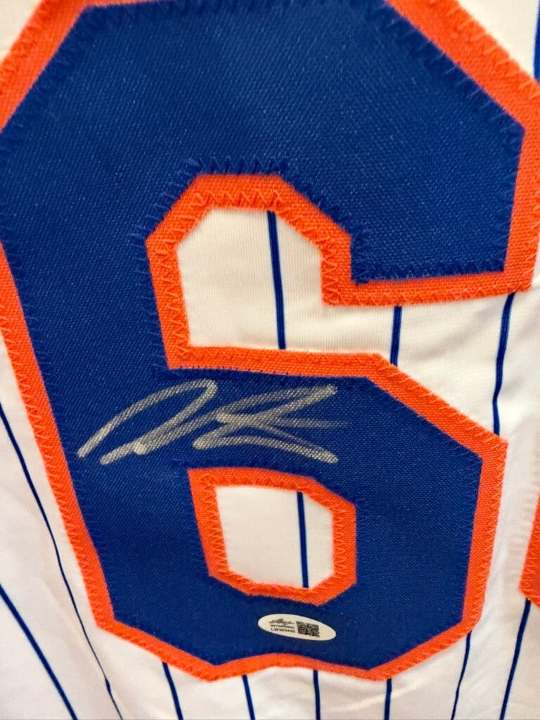 Dellin Betances Signed Mets White Pinstripe #68 Jersey Leaf Witnessed Auto