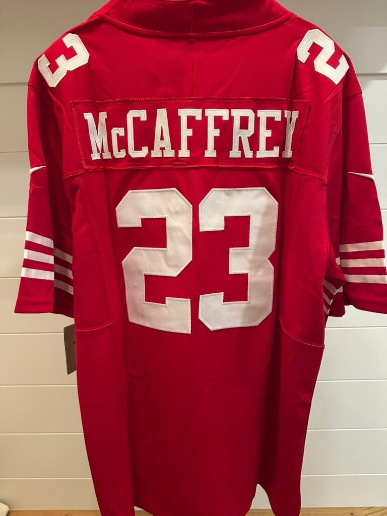 Christian McCaffrey San Francisco 49ers #23 Red Stitched Football Jersey