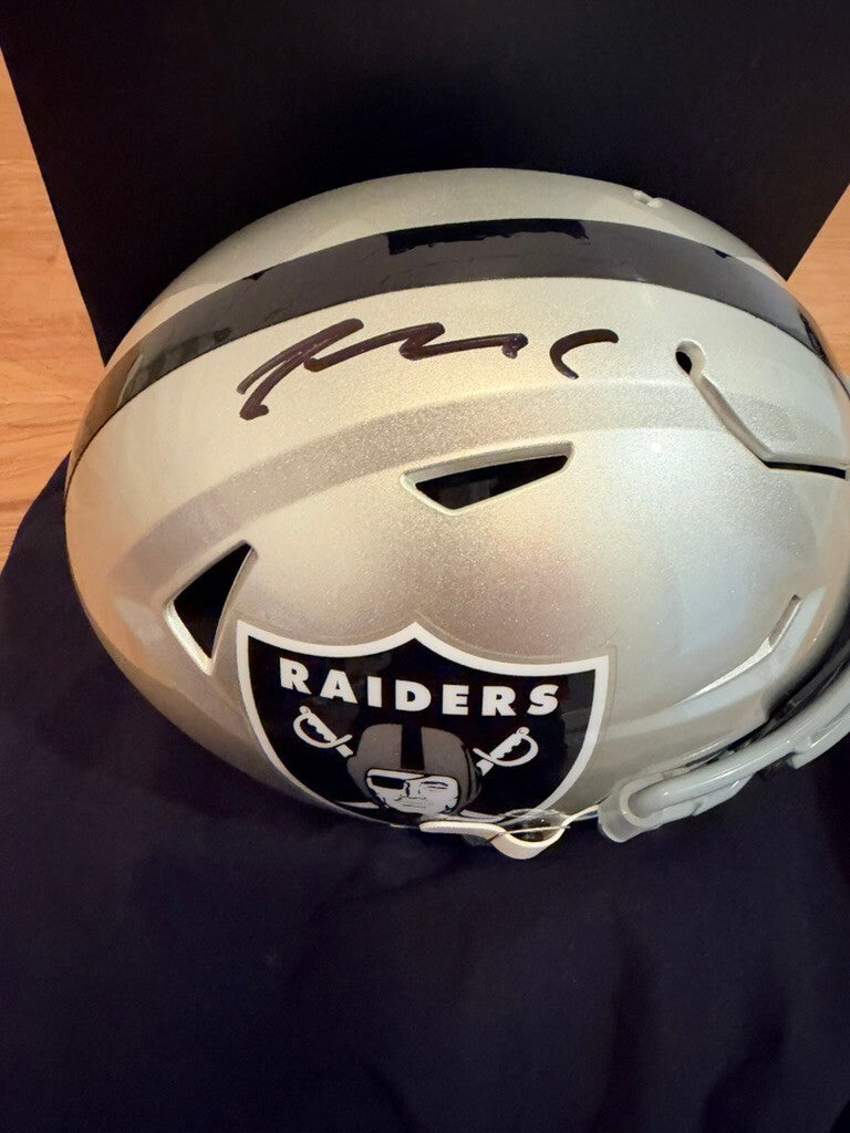 Maxx Crosby Signed Raiders Riddell SpeedFlex MIDI Helmet Fanatics Visor & Box