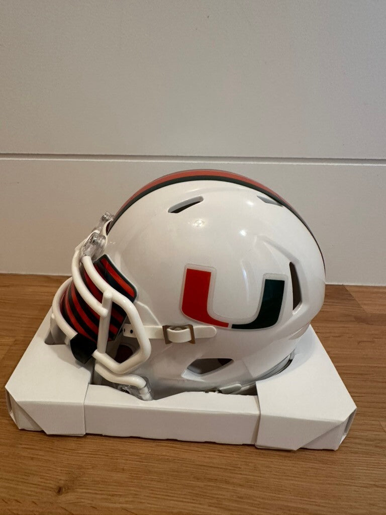 Malachi Toney Signed Miami Hurricanes Riddell Speed Mini Helmet JSA Witnessed