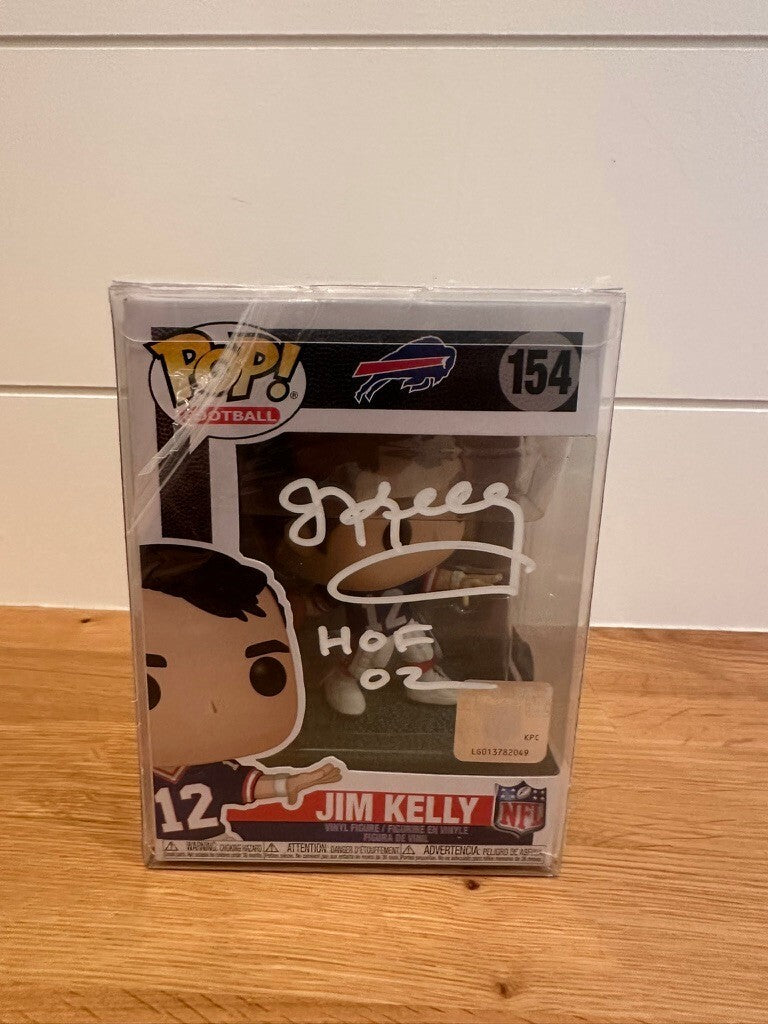 Jim Kelly Signed Funko Pop #154 Buffalo Bills HOF 02 Beckett Witnessed