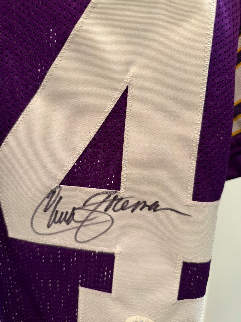 Chuck Foreman Signed Minnesota Vikings #44 Purple Custom Jersey JSA Witness COA