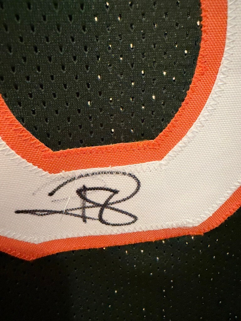 Reggie Wayne Signed Miami Hurricanes #87 Custom Jersey XL Green JSA Witnessed