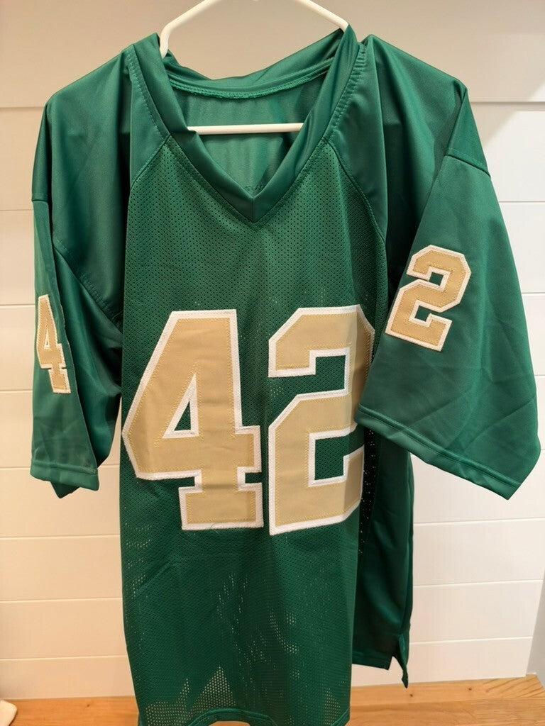 Mike Stonebreaker Signed Notre Dame #42 Green Custom Jersey Beckett Witness