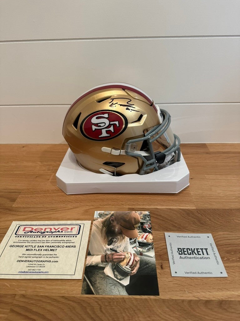 George Kittle Signed 49ers Riddell SpeedFlex MIDI Helmet Beckett Witness