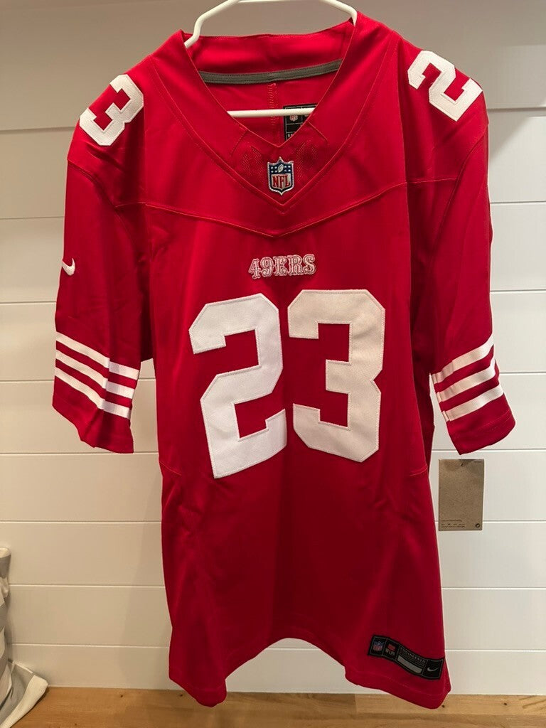 Christian McCaffrey San Francisco 49ers #23 Red Stitched Football Jersey
