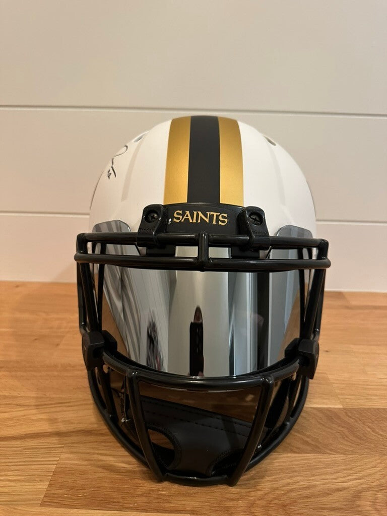 Chris Olave Signed Saints Lunar Full Size Authentic Speed Helmet Beckett Visor