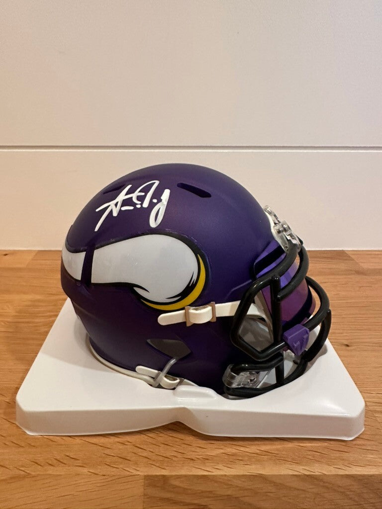 Aaron Jones Signed Vikings Riddell Speed Mini Helmet BAS Witnessed