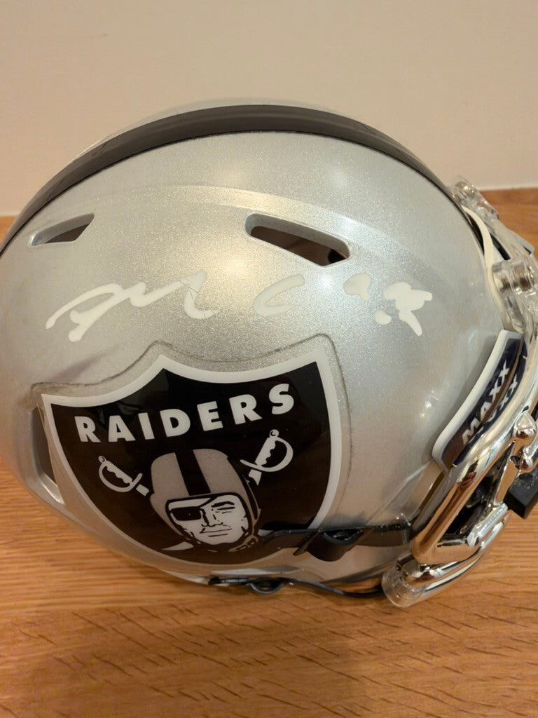 Maxx Crosby Signed Raiders Mini Helmet Custom Visor Fanatics Auth + Case