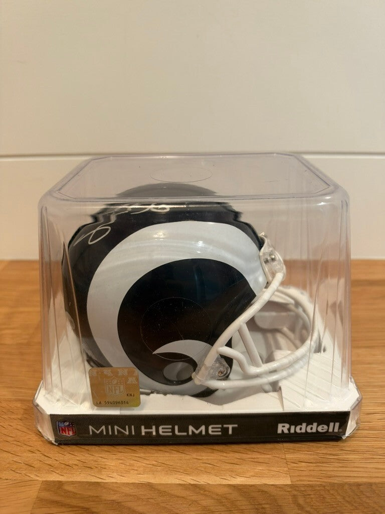 Todd Gurley Signed LA Rams Riddell Mini Helmet Navy White Beckett COA