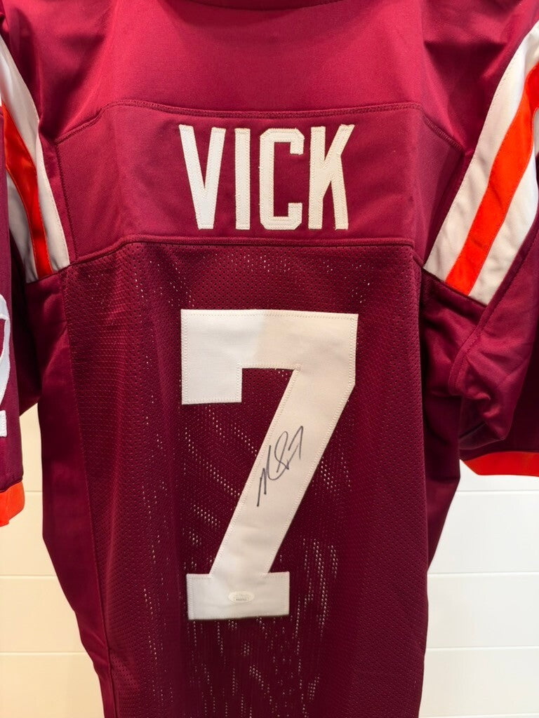 Michael Vick Signed Virginia Tech Hokies #7 Maroon Custom Jersey JSA COA