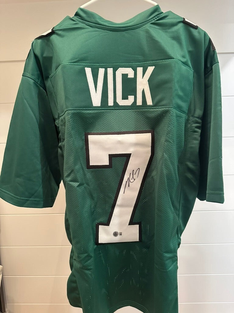 Michael Vick Signed Philadelphia Eagles Green Custom Jersey XL Beckett BAS