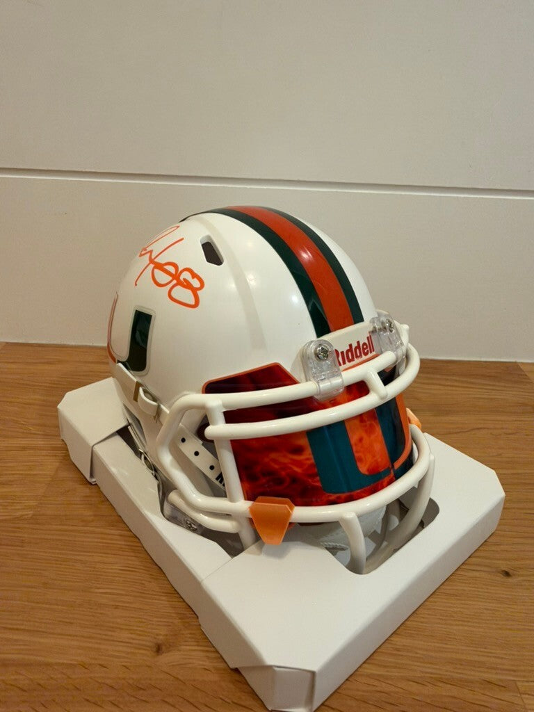 Clinton Portis Signed Miami Hurricanes Speed Mini Helmet Beckett Custom Visor