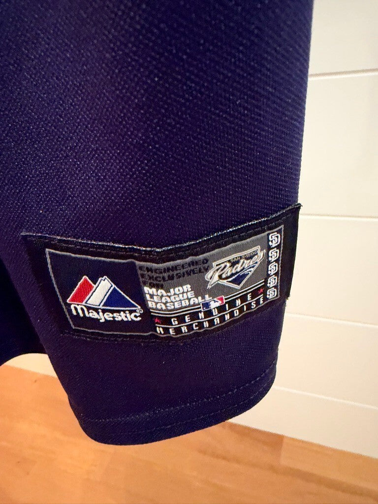 San Diego Padres Majestic Navy Blue Baseball Jersey Button Front Blank Back