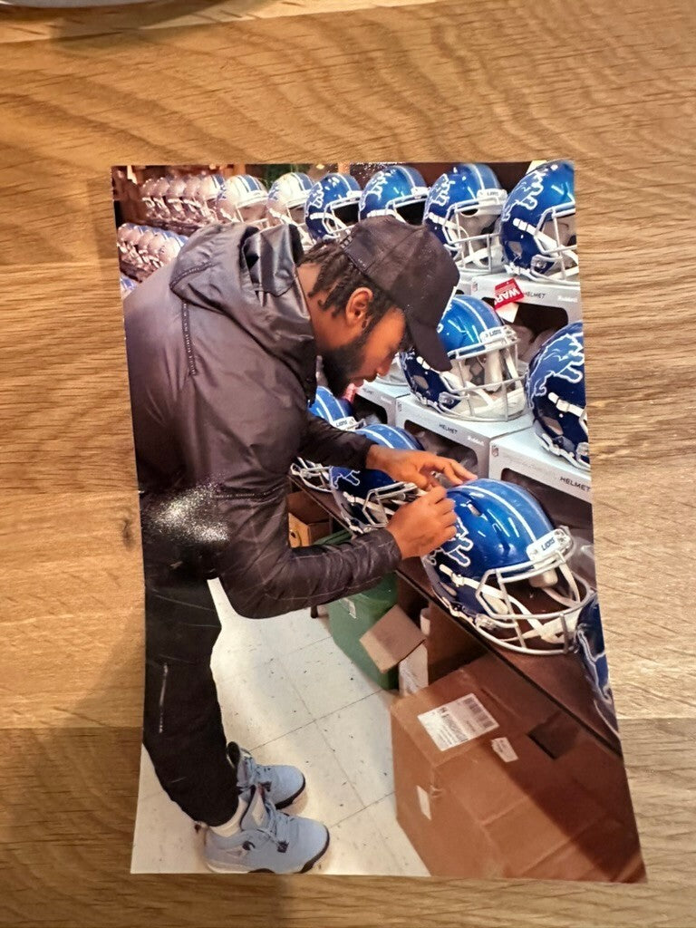 D'Andre Swift Signed Lions Full Size Authentic Helmet Fanatics JSA Debut