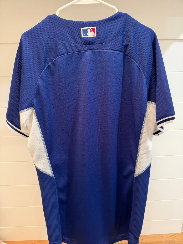 Los Angeles Dodgers Majestic Cool Base Blue Button Front Baseball Jersey Size 40