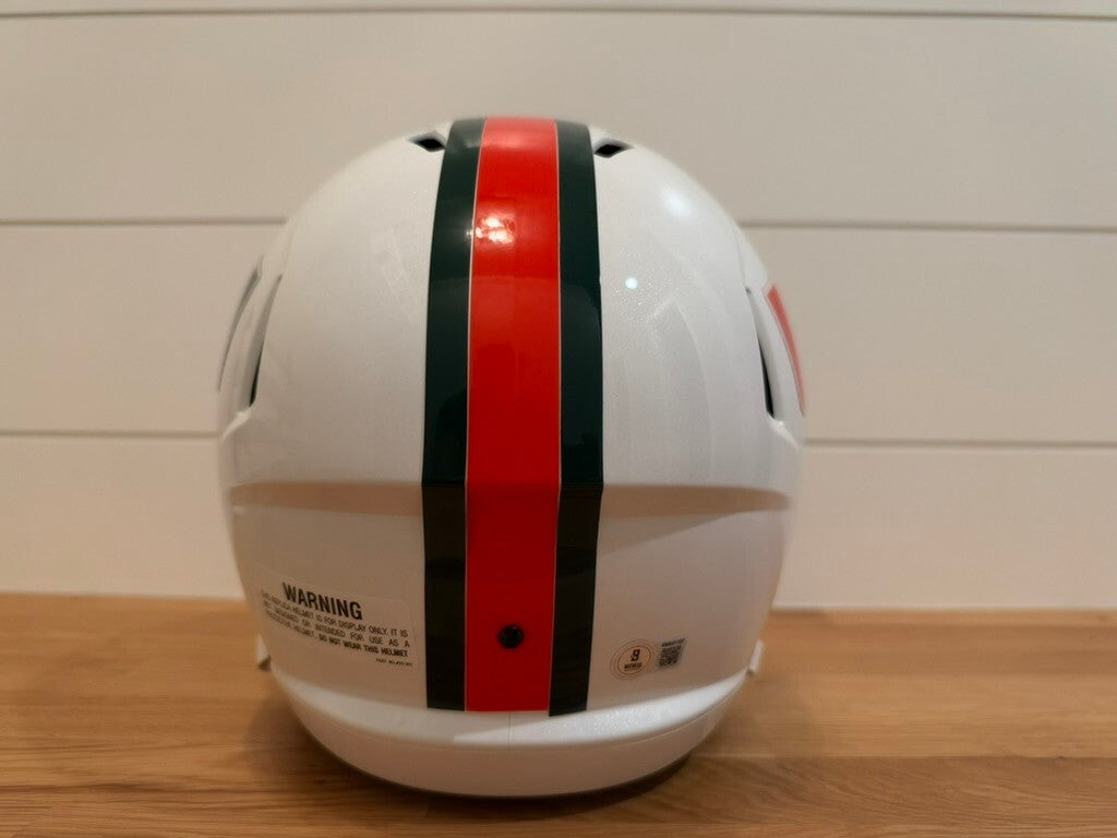 Reggie Wayne Signed Miami Hurricanes Full Size Speed Replica Helmet Green Visor