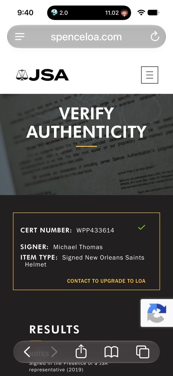Michael Thomas Signed Saints Speed Authentic Full Size Helmet Visor JSA COA