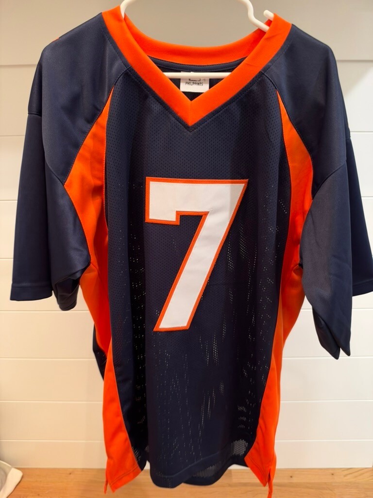 John Elway Signed Denver Broncos #7 Navy Custom Jersey Beckett Witness