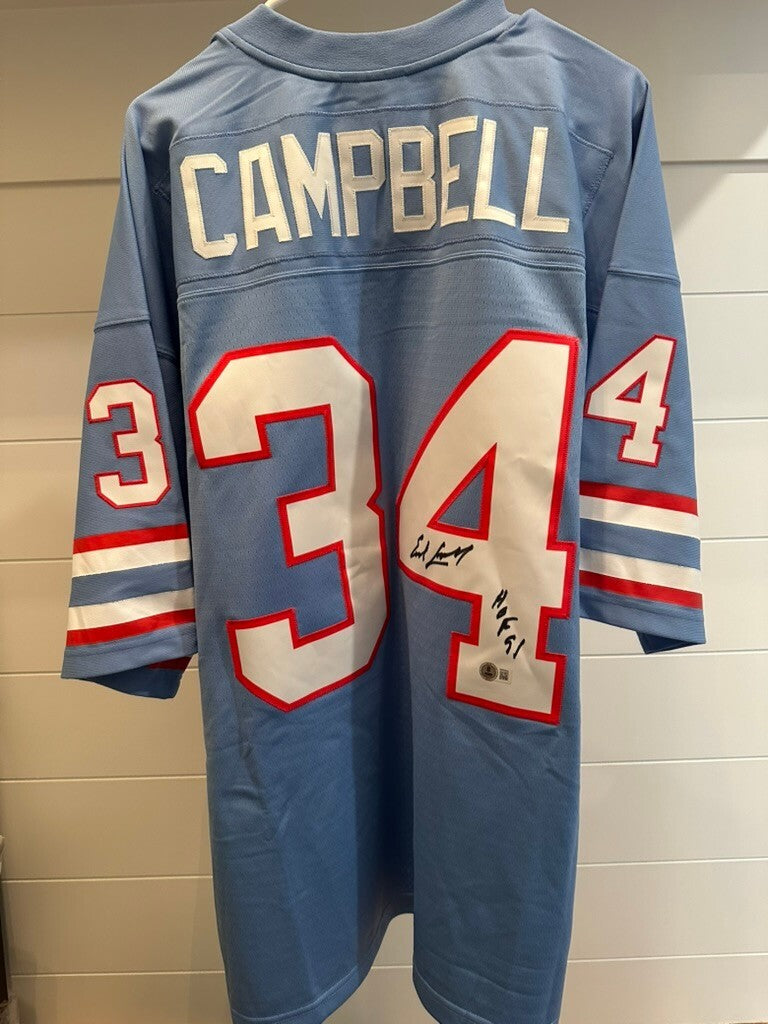Earl Campbell Signed Oilers Mitchell & Ness Jersey HOF 91 BAS Witnessed NWT 2XL
