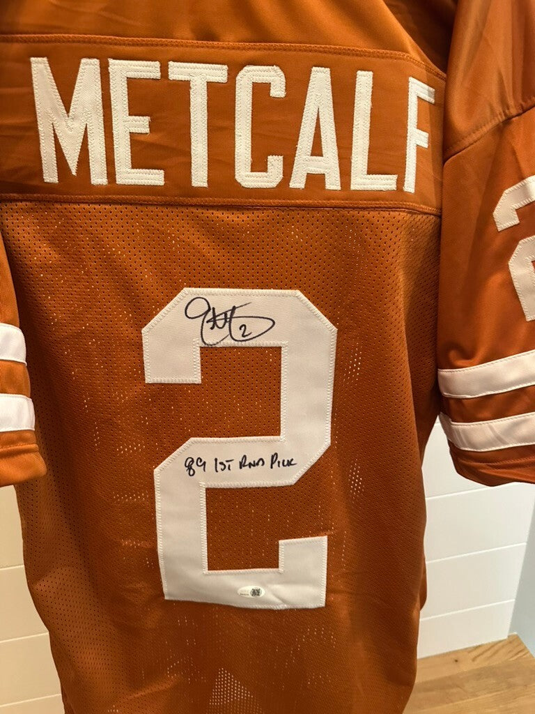 Eric Metcalf Signed Texas Longhorns Custom Jersey XL #2 JSA Inscribed
