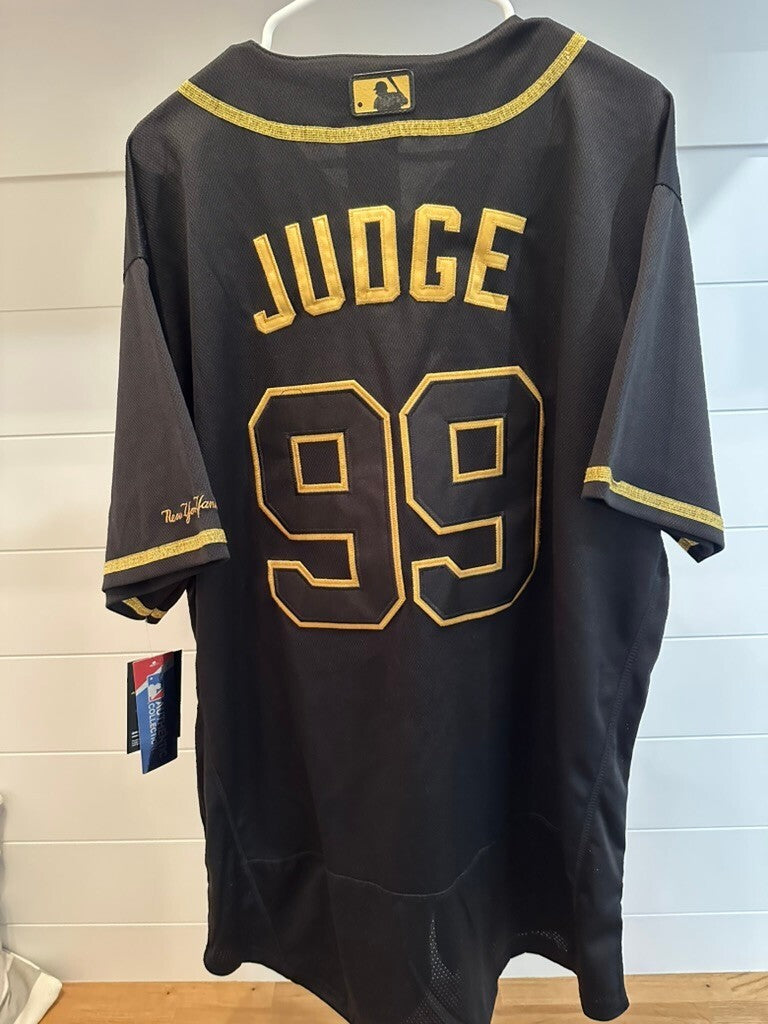 New York Yankees Aaron Judge #99 Authentic Collection MLB Jersey Black Gold