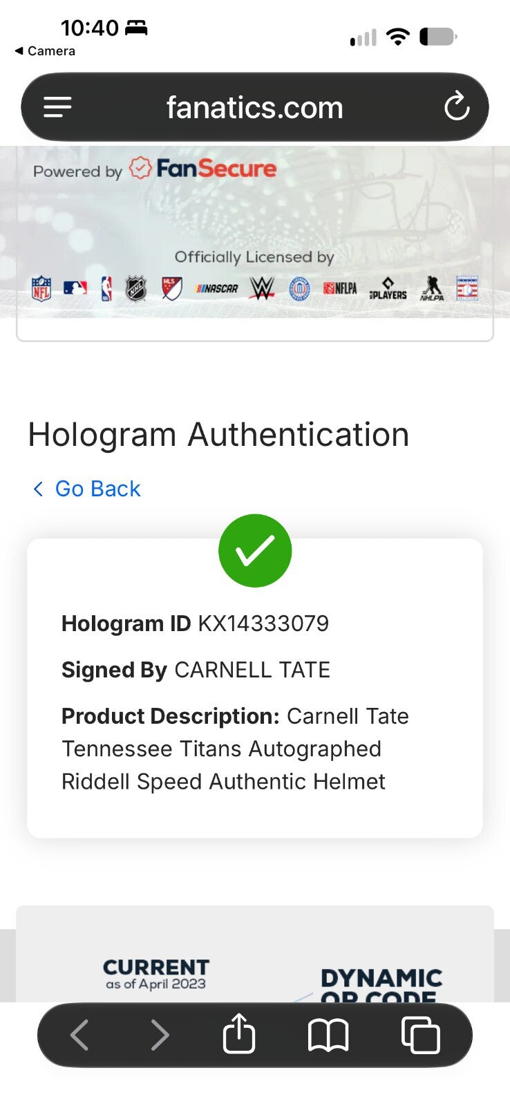 Carnell Tate Signed Titans Full Size Authentic Speed Helmet Fanatics Blue Visor