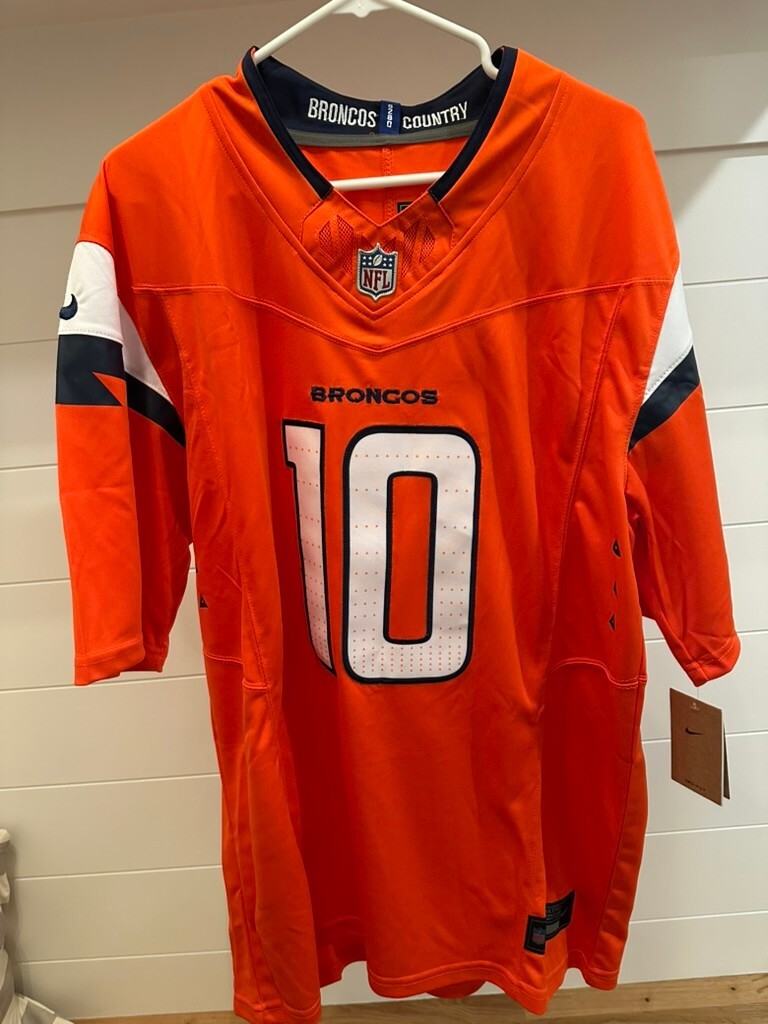 Bo Nix #10 Denver Broncos Nike Dri-FIT Limited Jersey Orange Size L – NWT
