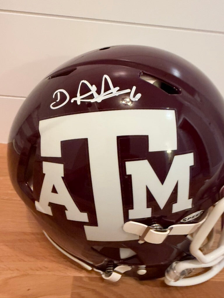De'Von Achane Signed Texas A&M Authentic Speed Full Size Helmet Beckett Visor