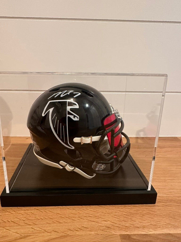 Mike Vick Signed Atlanta Falcons Mini Helmet Beckett Witnessed + Display Case