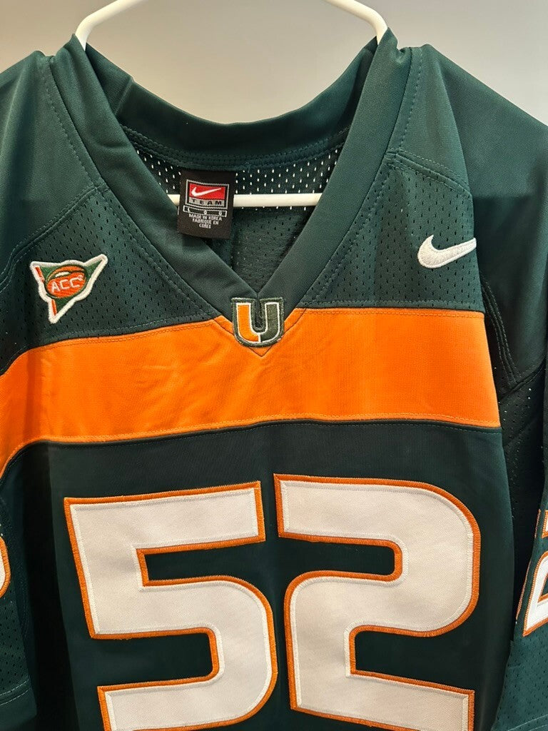 Ray Lewis Miami Hurricanes #52 Green Orange Stitched Football Jersey Men's L