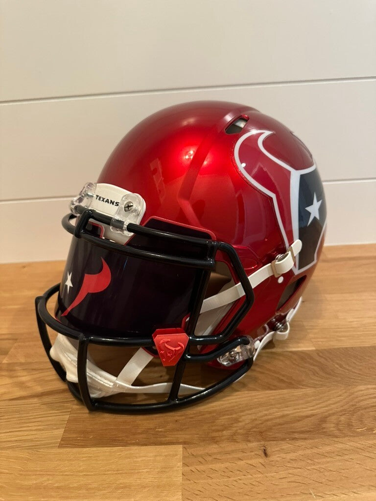 Nico Collins Signed Texans Red Full Size Authentic Speed Helmet Beckett Visor