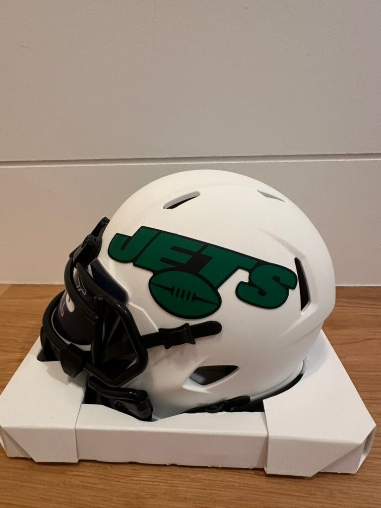 Zach Wilson Signed Jets White Speed Mini Helmet GT Authentication Custom Visor